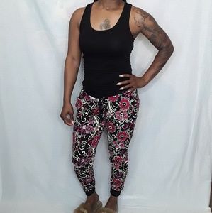 Floral  Print High Waisted Pants w/Top